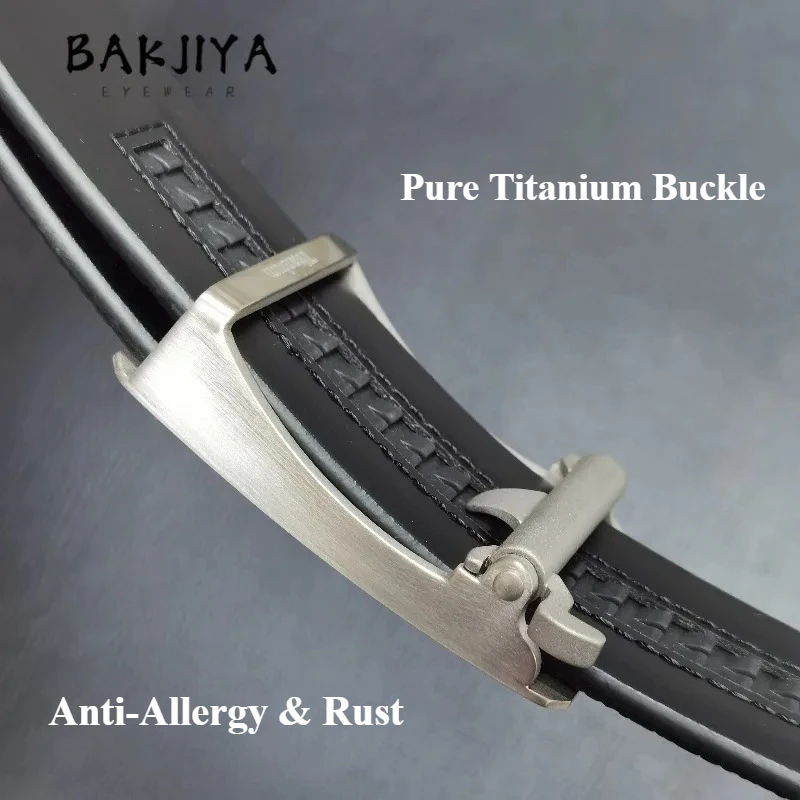 

BAKJIYA New Pure Titanium Buckle Belt 35mm Men Leather Casual Toothed Automatic Buckles Lightweight Anti Allergy Jeans Belts Men