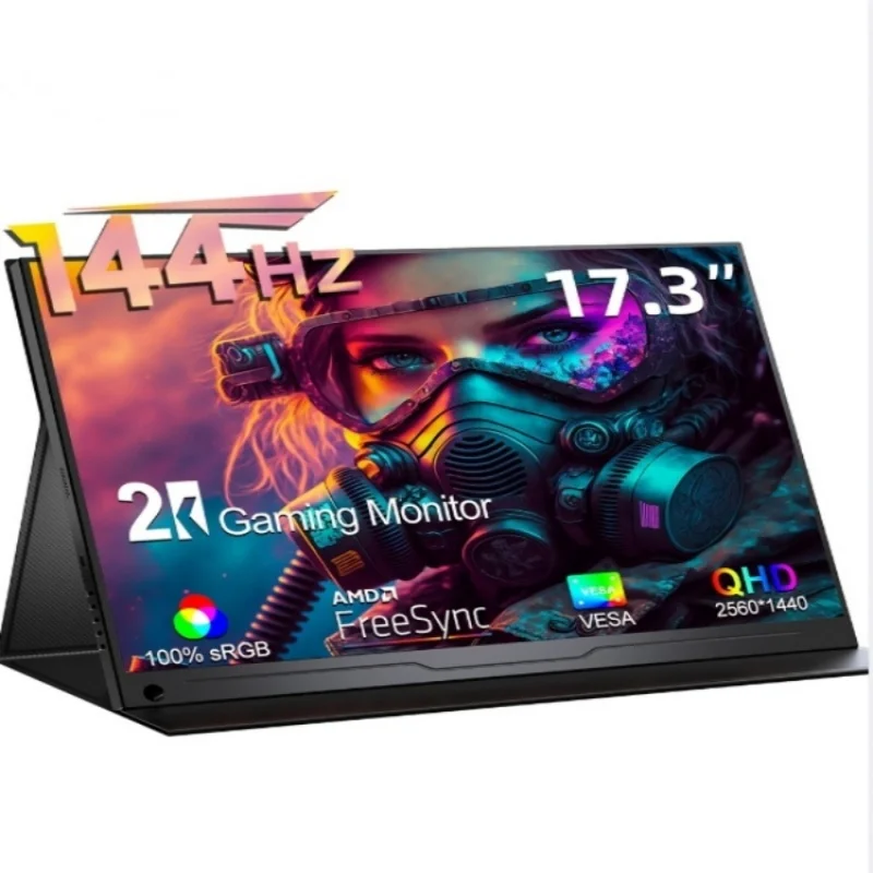 17.3 Inch 2K 144Hz Portable Gaming Monitor 2560x1440 HDR FreeSync IPS Display for PC Mac Phone Game Console Steam Deck