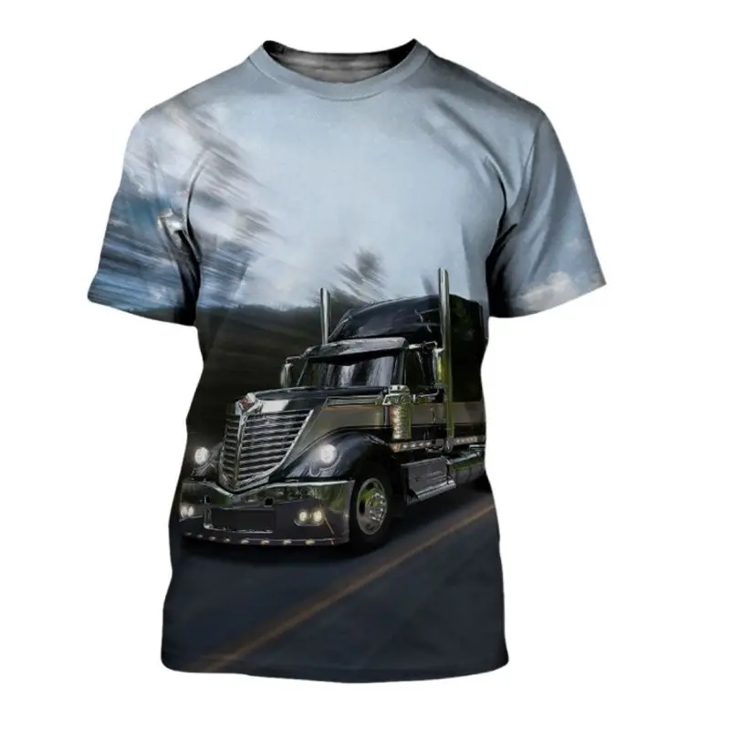 2023 Ordinary Casual Truck Summer Men\'s Shirt 3D Printed T-shirt Short-sleeved T-shirt British Fashion Men\'s Shirt Top 6x