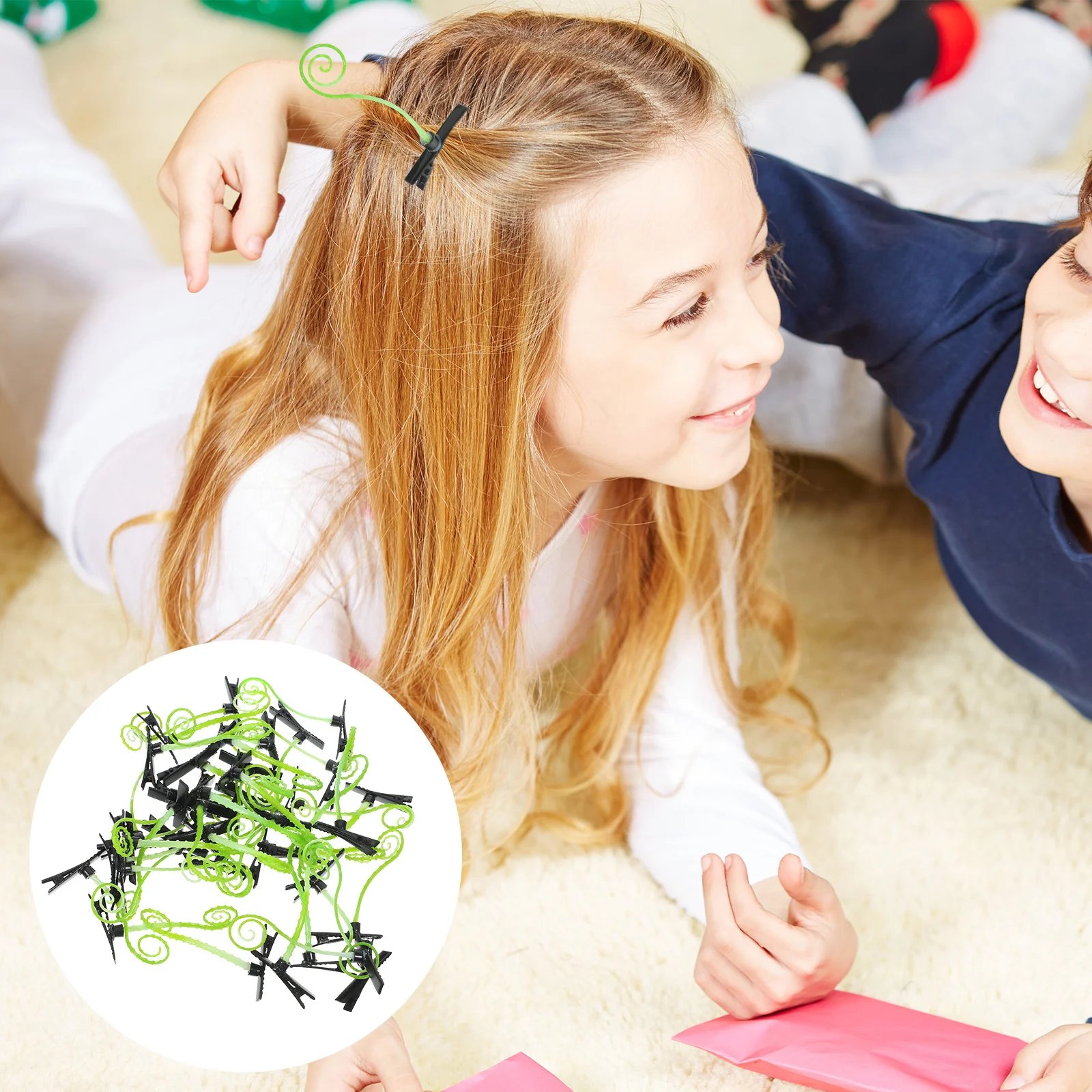 

40 шт., заколки для волос с вьющейся травой для детей, заколки с ростками для девочек, зеленые растения, фрукты, ростки, лист