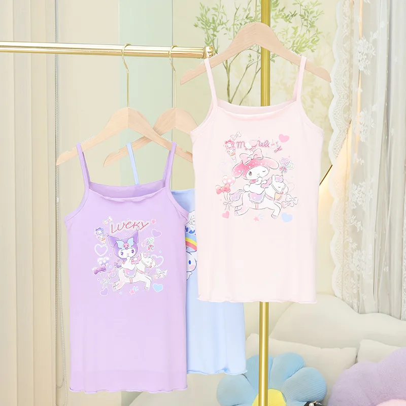 Sanrio เสื้อกั๊กสไตล์ใหม่สำหรับหญิงสาวฤดูร้อน pakaian rumahan แฟชั่นลำลองบางน่ารักอเนกประสงค์ของขวัญการ์ตูน My Melody สาว