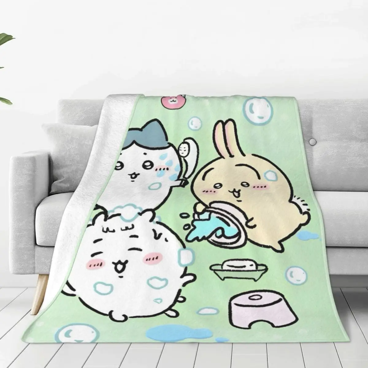 

Cute Chiikawa Blanket Picnic Flannel Throw Blanket For Couch Chair Soft Warm Custom Quality Bedspread Birthday Present