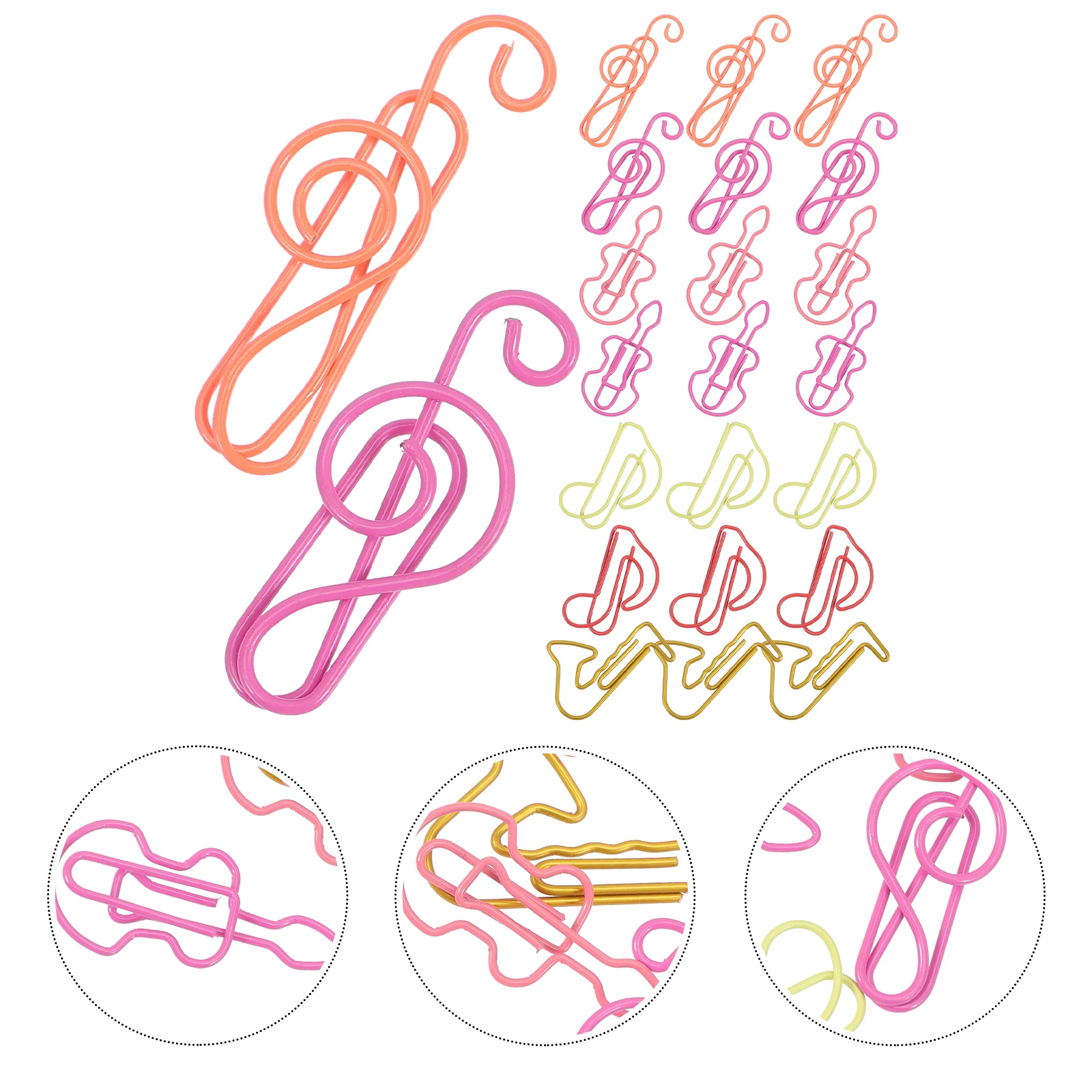 60pcs Colorful Paper Clips Music Note Shaped Metal Clips For Office School Document File Sorting Creative Stationery Organizer