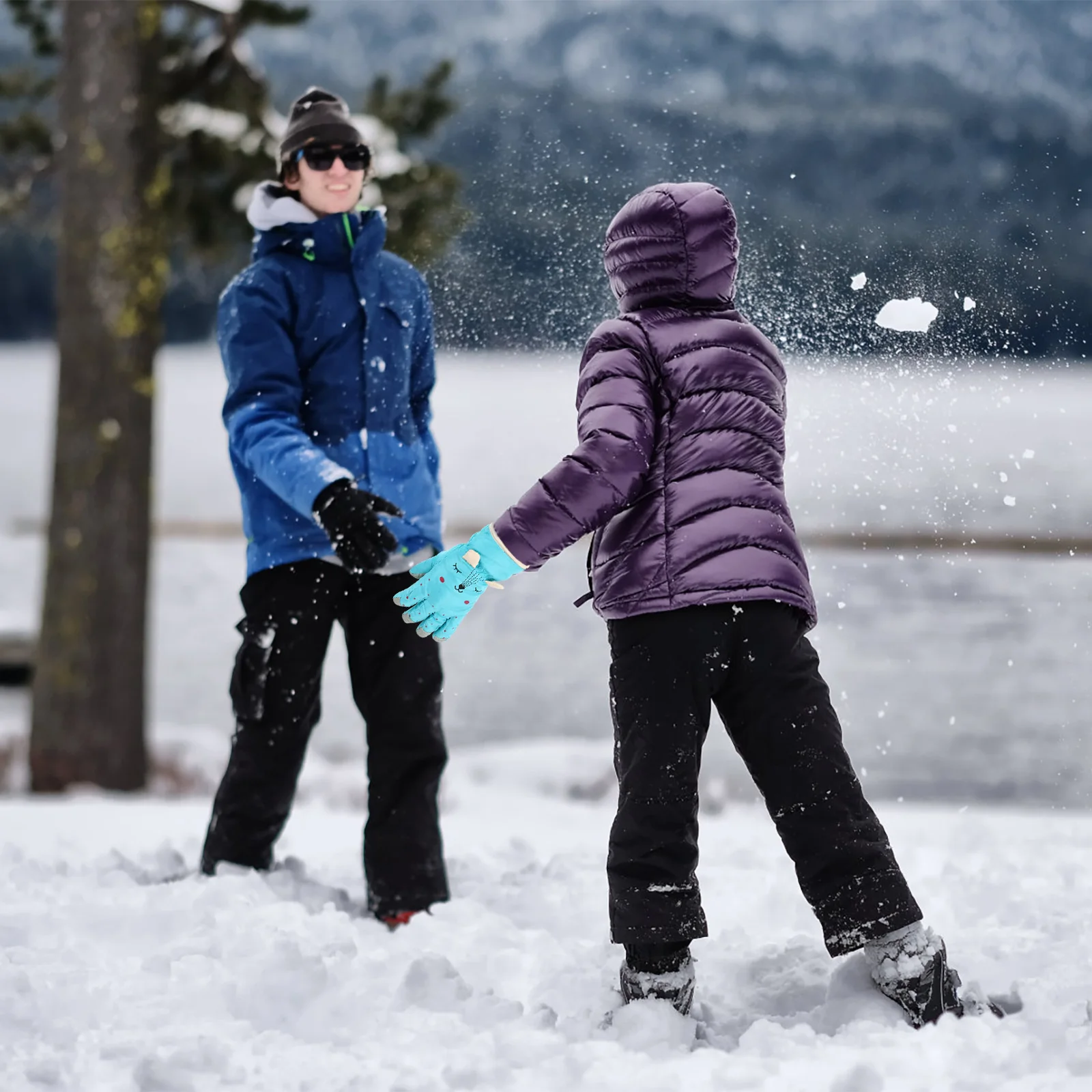 

1 Pair Kids Winter Gloves Adorable Cartoon Windproof Skiing Thickened Outdoor Gloves For Children Warmth Wear-Resistant