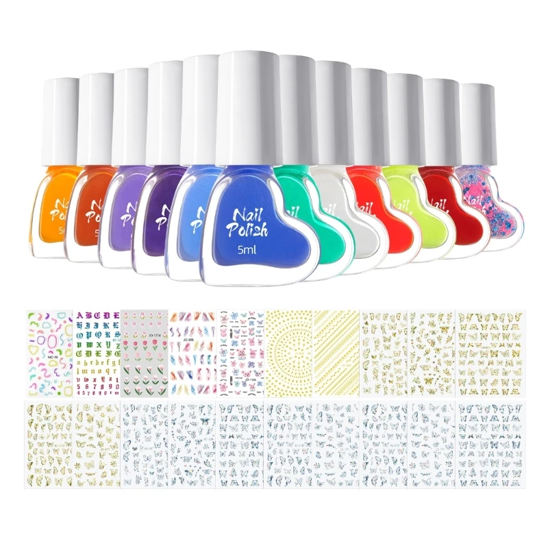 Nails Stickers Candy Color Nails Polish Set Nails Art Stickers for Women Girls