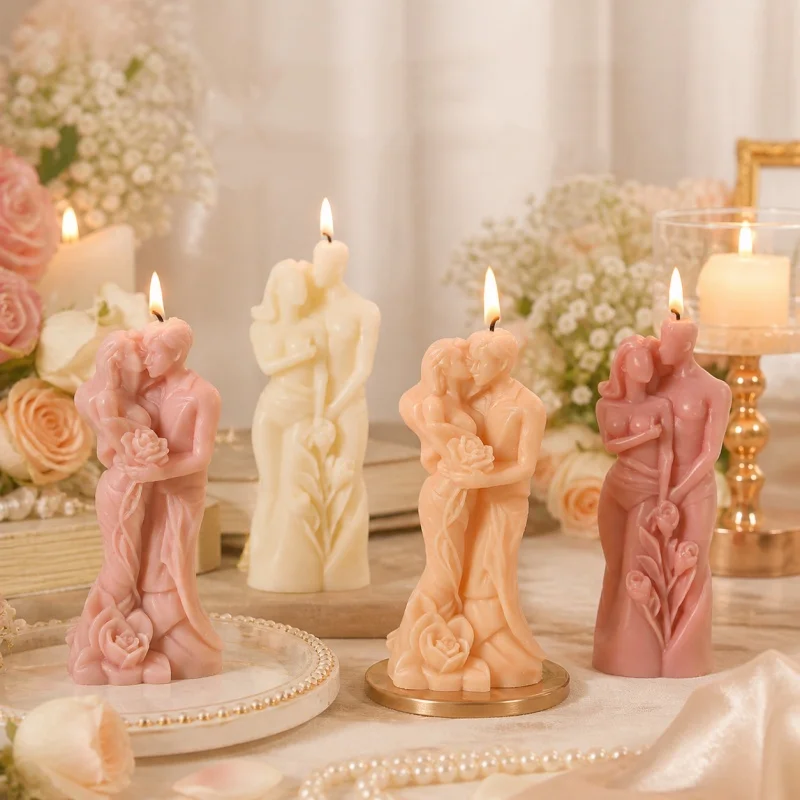 DIY Couple Aromatherapy Candle Making Kit Silicone Mold Valentine's Day Wedding Gift Romantic Plaster Clay Ornaments Craft Set