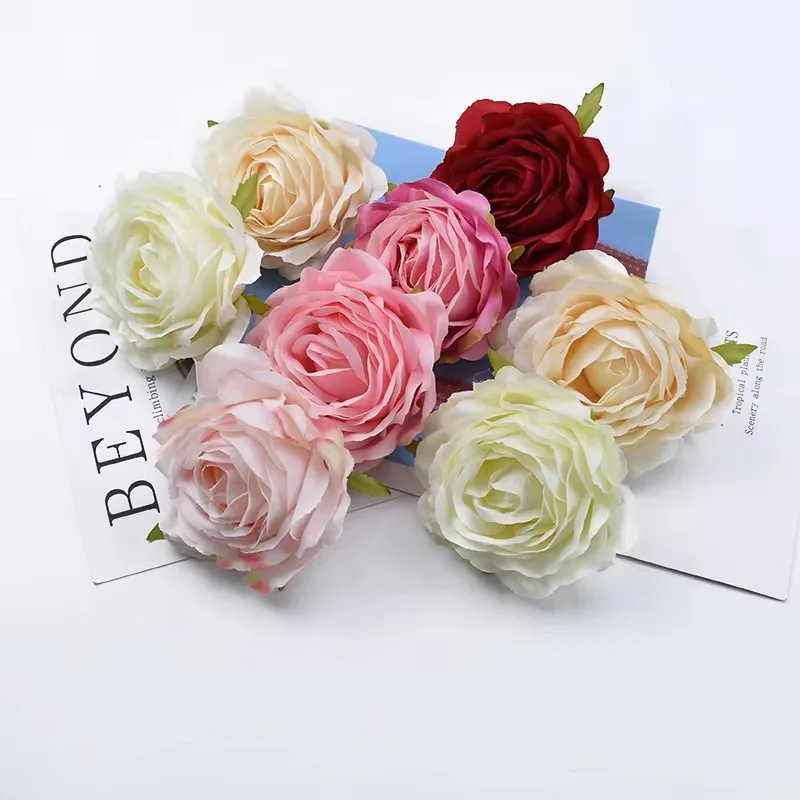 50PCS/100PCS 9Cm Artificial Flowers Christmas Wreath Decor for Home Wedding Car Bridal Accessories Clearance Diy Gifts Silk Rose
