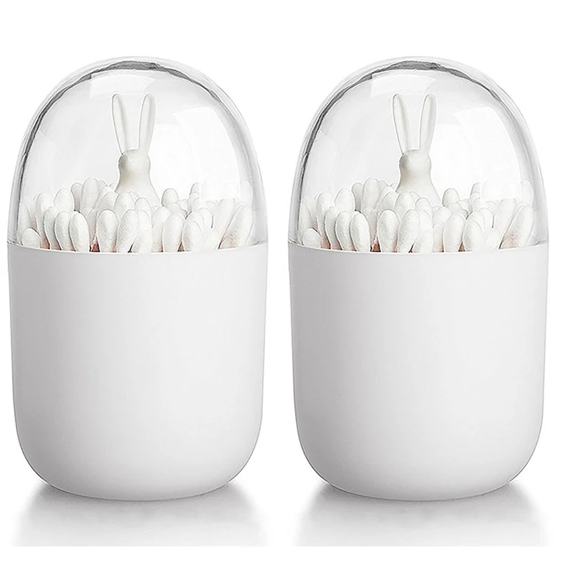 

2X Cotton Swab Holder, Small Q-Tips Toothpicks Storage Organizer (Rabbit)