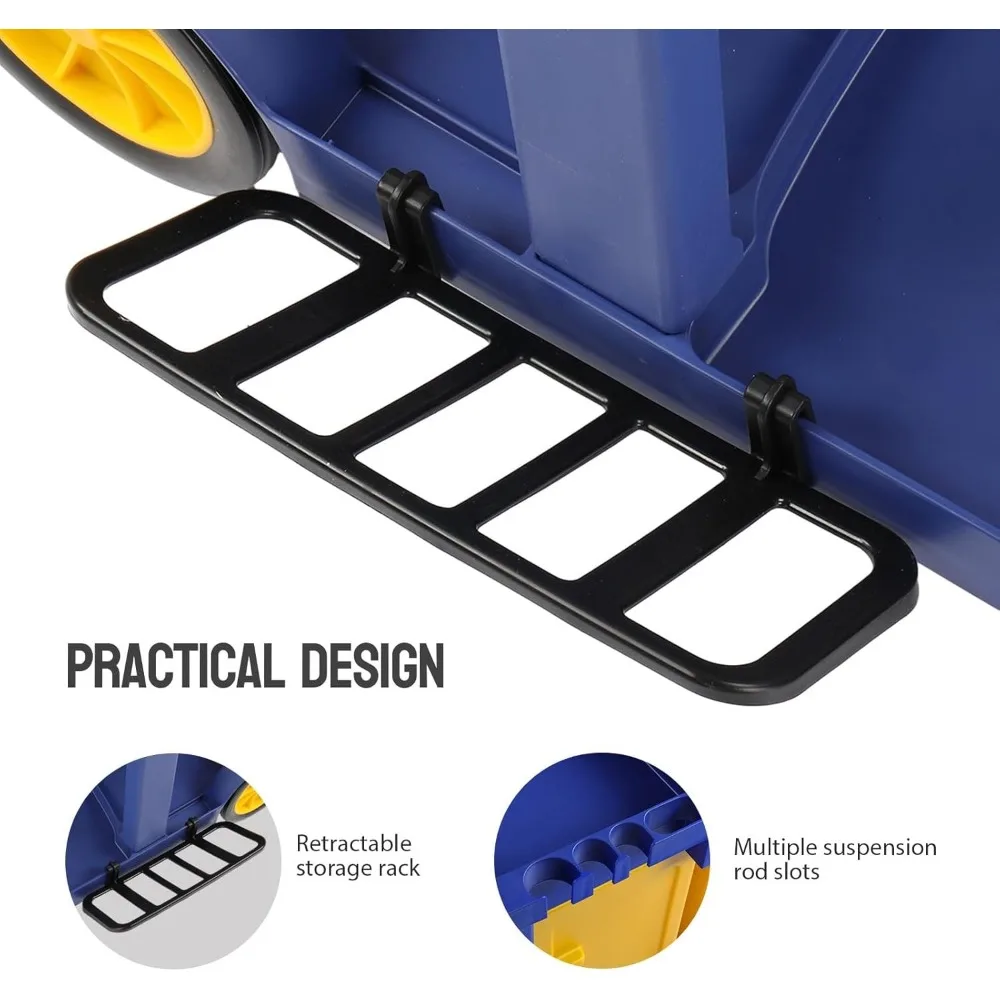 Синяя вращающаяся тележка Janitorial с шкафом с блокировкой ключей и желтой виниловой сумкой