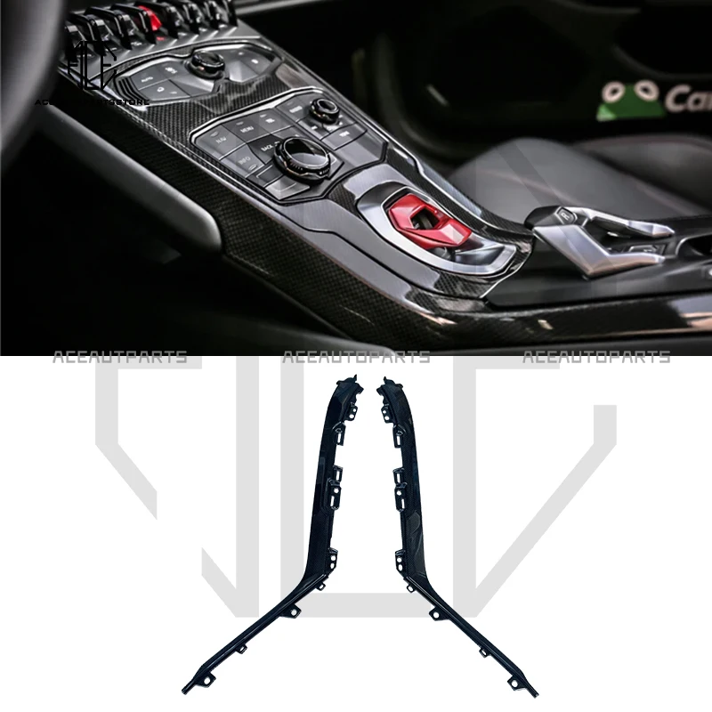 

Car Decoration Interior Dry Carbon Fiber Center Console Gear Strip Trim Cover For Lamborghini Huracan Lp580 Lp610 LP640