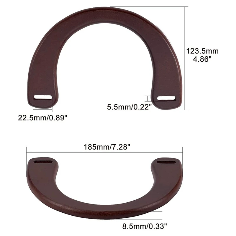 핸드메이드 비치 핸드백 교체용 목재 U자형 핸들, 3 색 크로셰 핸드백 핸들, 빨대 가방, 6 팩