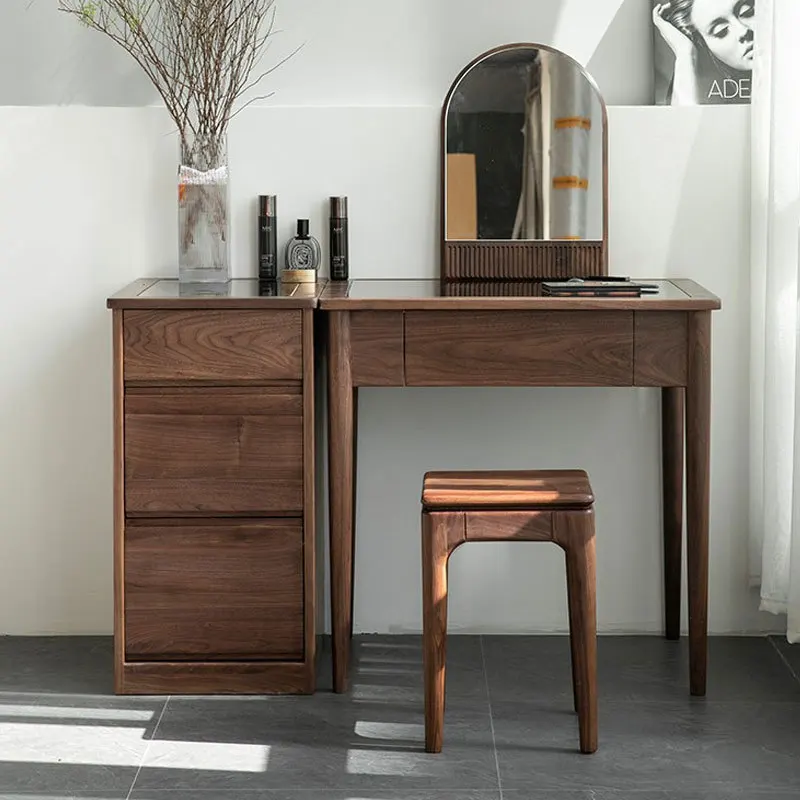 Nordic all-solid wood black walnut dresser, modern simple small apartment minimalist