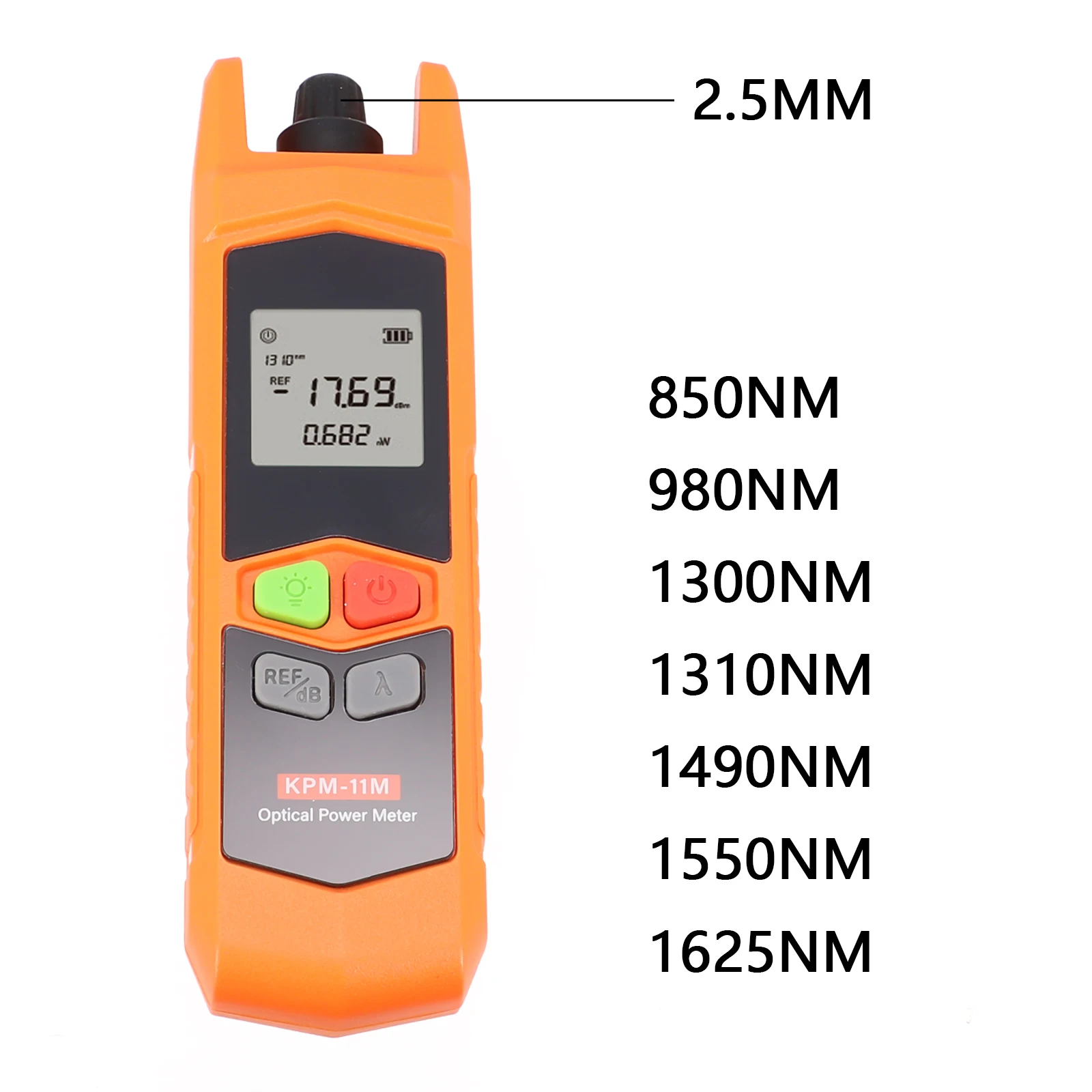 Optical Power Meter -70 to +6dBm 7 Wavelengths 2.5mm Interface LED Light Portable Fiber Optic Testing Tool For Network Installat