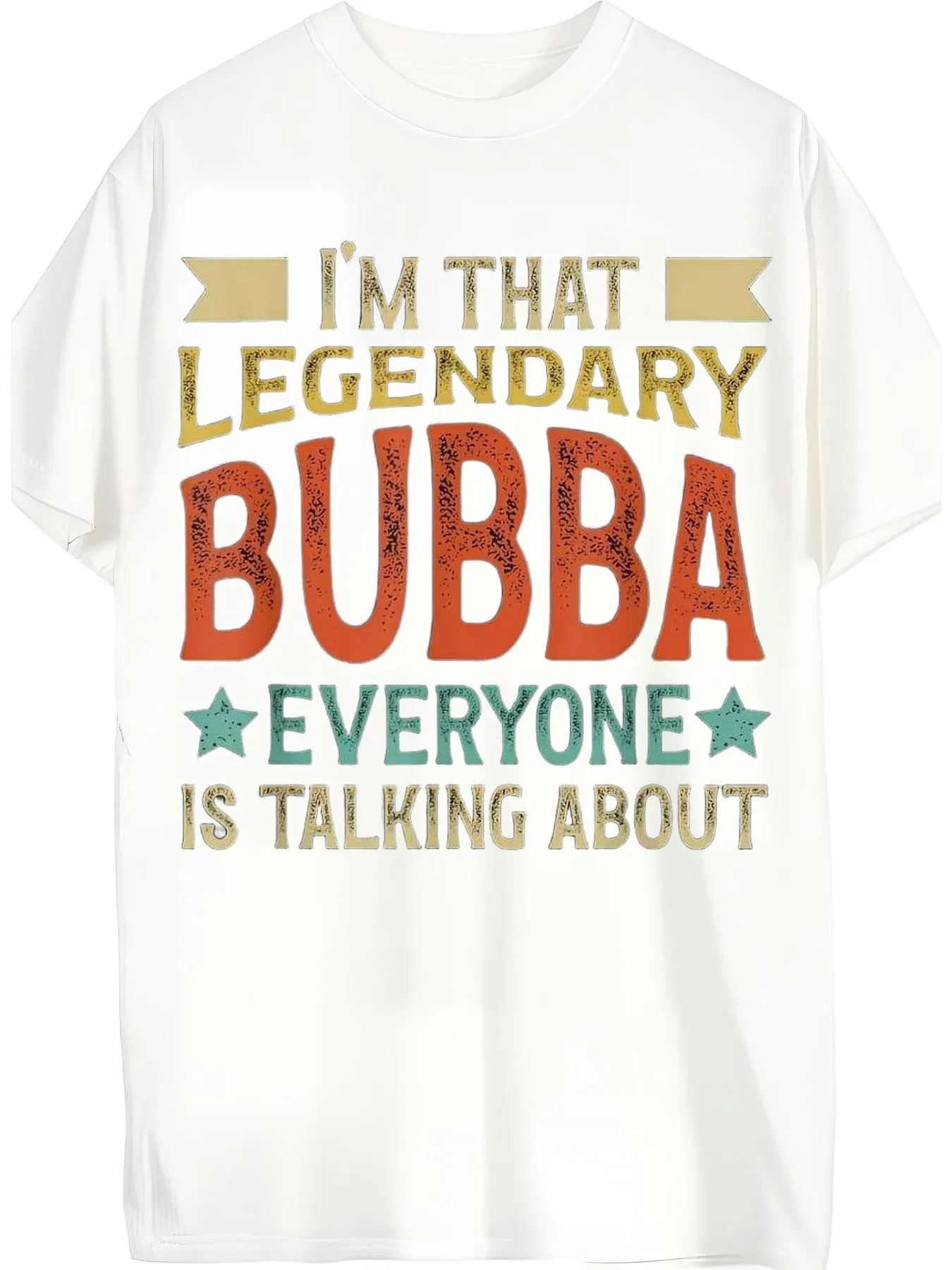 Men'S I'M That Legendary Bubba Graphic T-Shirt - Black Crew Neck, Short Sleeve, Regular Fit, Bold Yellow And Red Print, Comfortable Casual Wear for All Seasons, Everyday Tshirt, Bold Graphic Tee