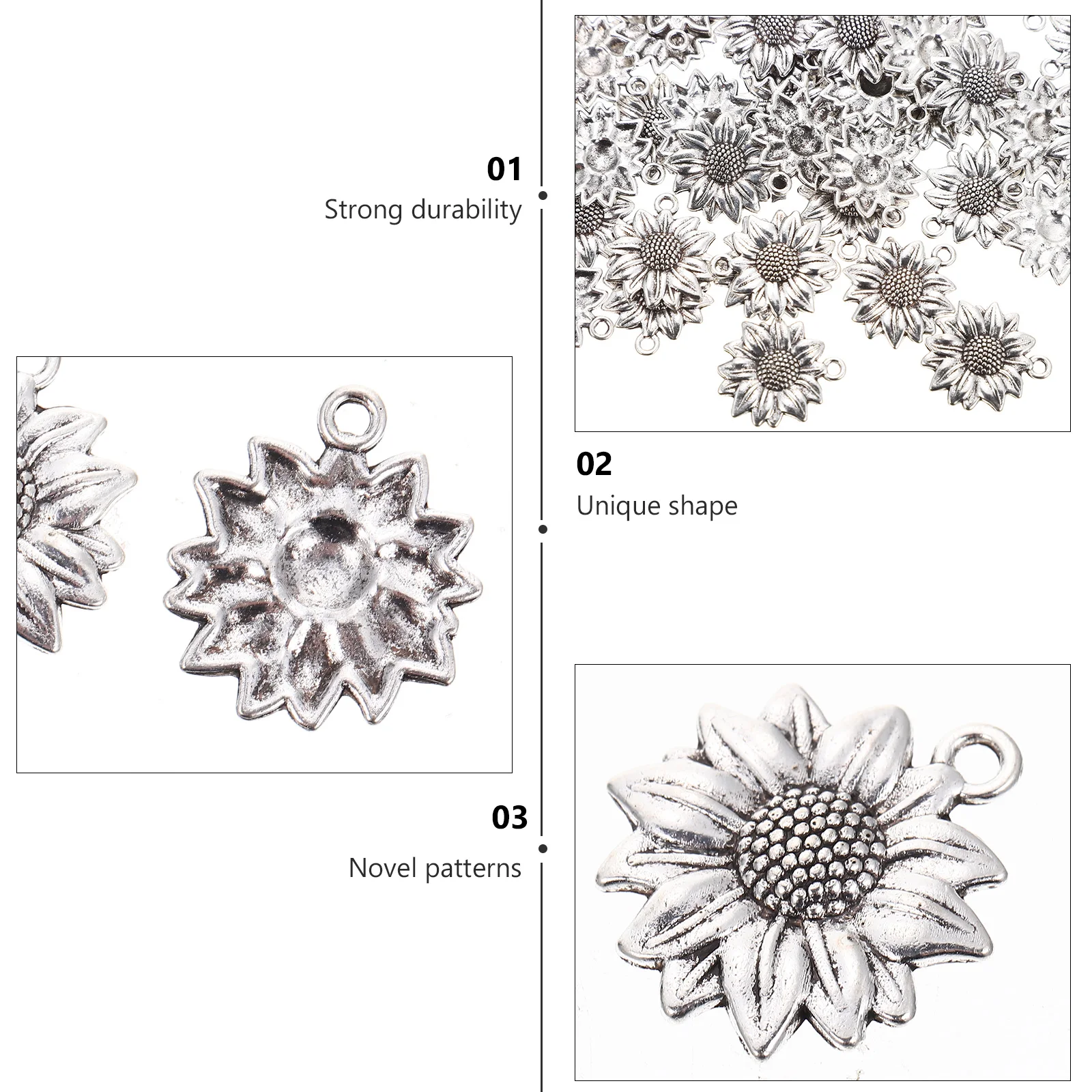

100Pcs Charming Alloy Sunflower Charms Lovely DIY Jewelry Pendants and Accessories