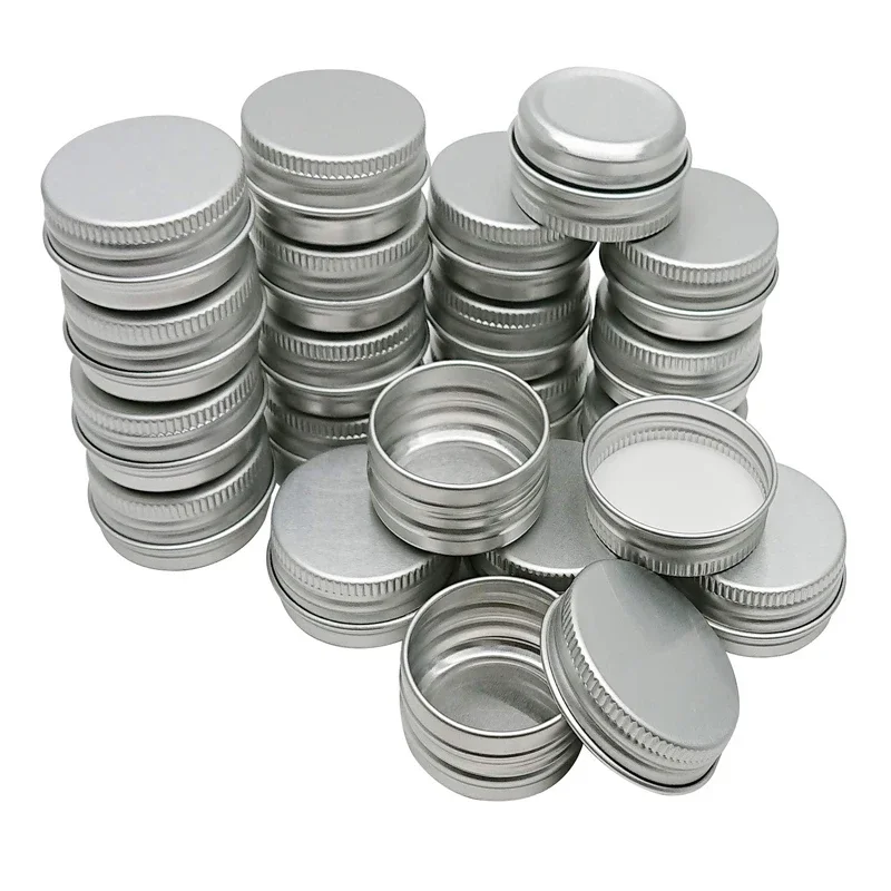 

50Pcs Silver Metal Cans 5g 10g 15g 20g 30g 50g Travel Containers for Cosmetic Cream Aluminum Box Lip Balm Containers Empty Jars