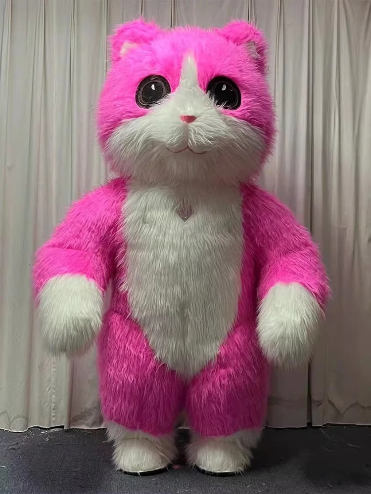 

Cute Plush Inflatable Cat Mascot Costume Cartoon Doll Outfits Blow Up Cats Advertising Fancy Dress for Halloween Christmas