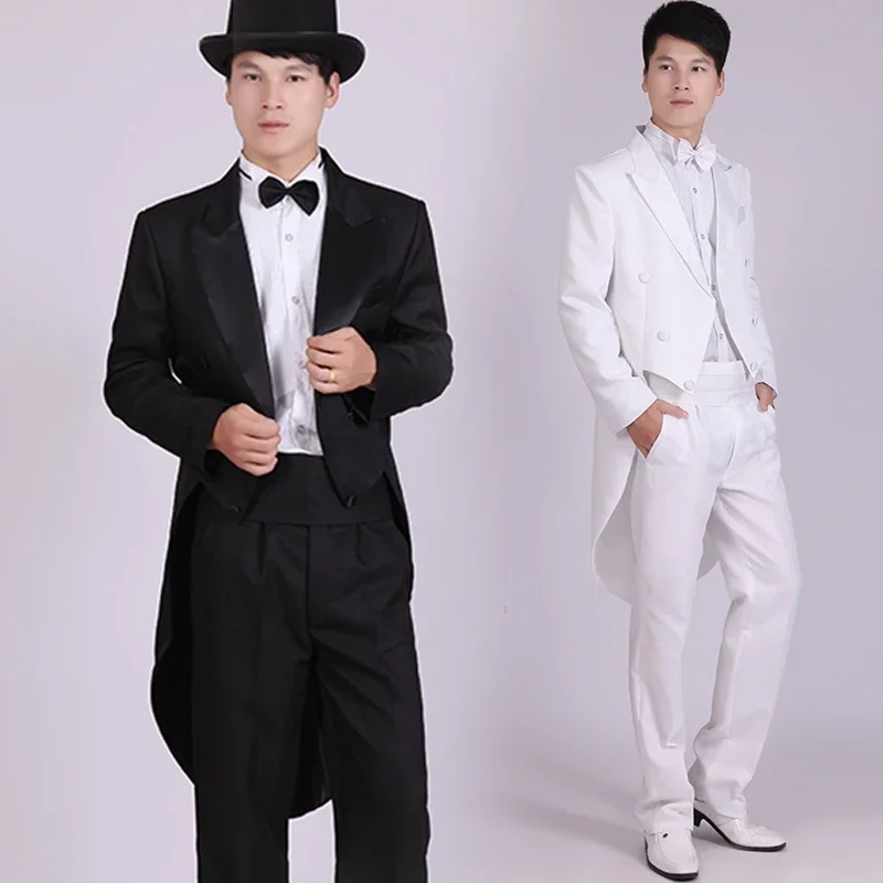 

Men's Black Tuxedo Dress Jazz Christmas Magic Show Clothing Wedding Suit Tailcoat Mens Tuxedo Suits Black And White