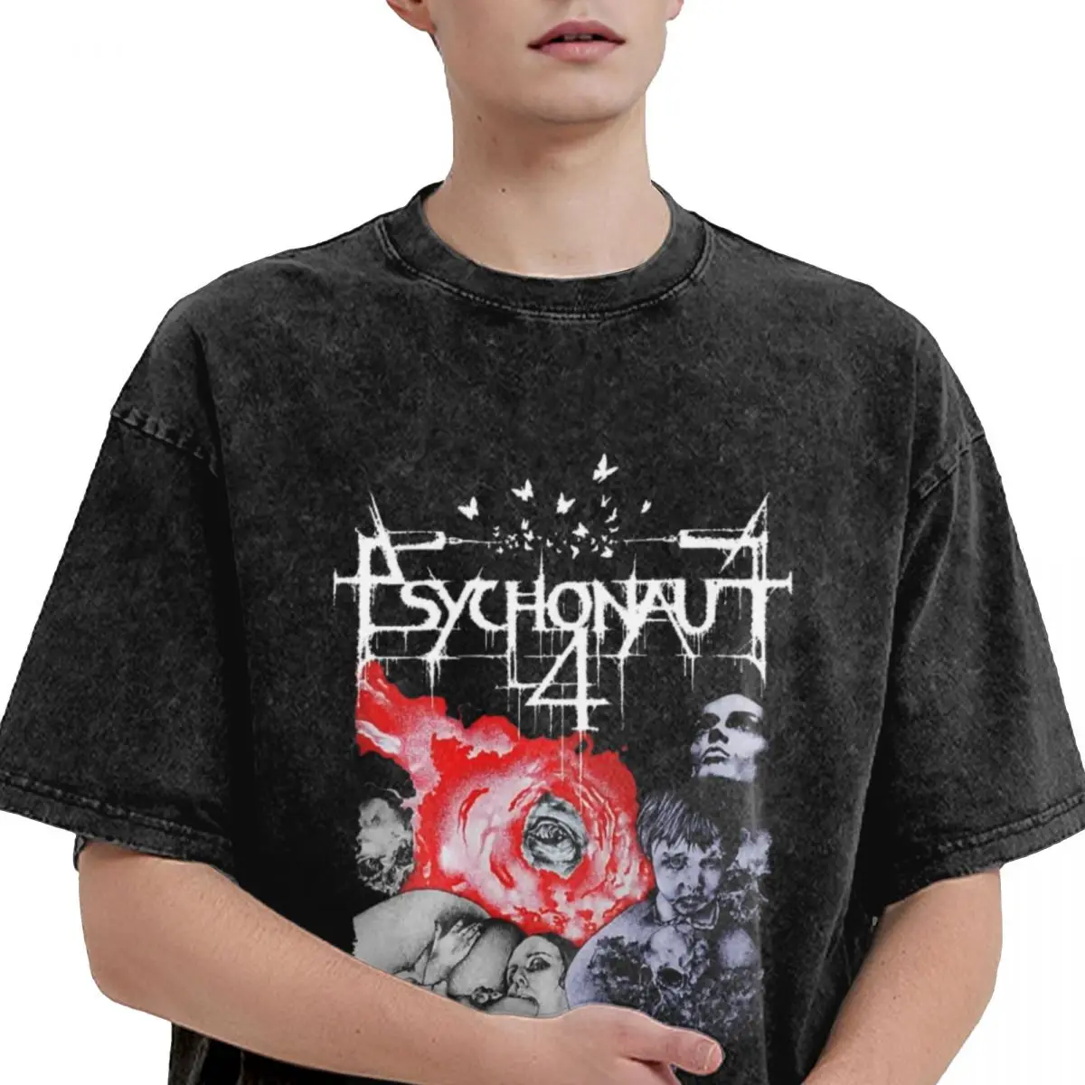 PSYCHONAUT 4 BAND Luxury Retro T Shirts for Men Summer Print Shirt Cotton High Quality Clothing Streetwear