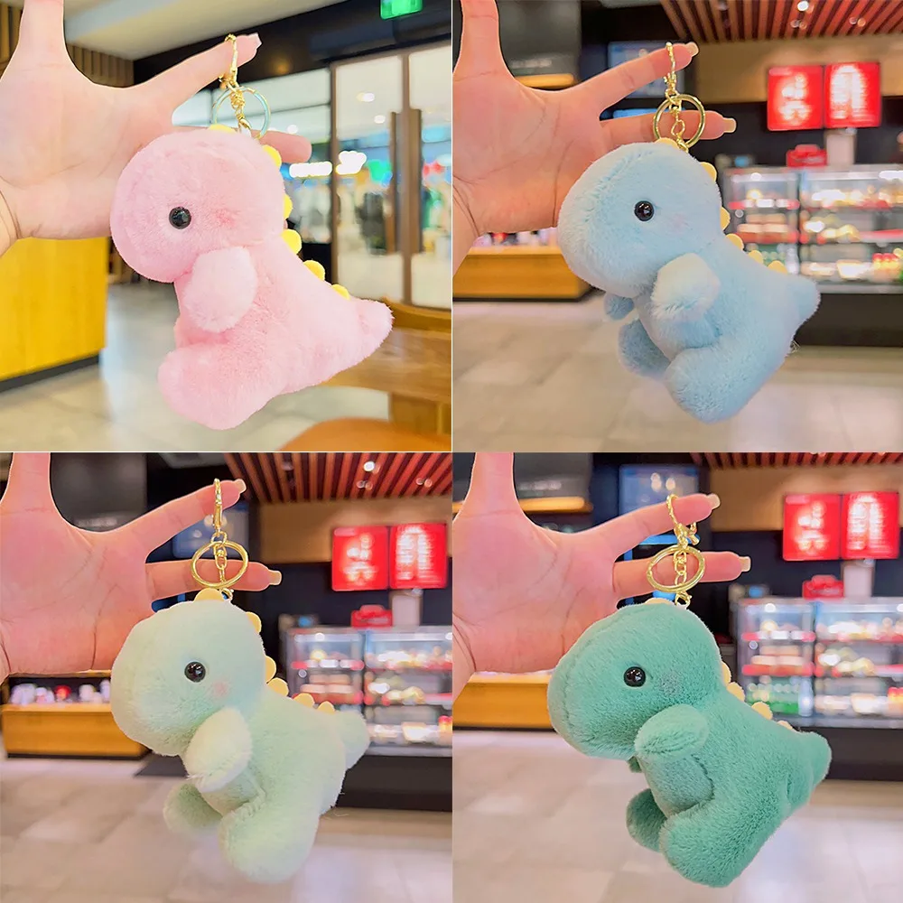 12cm Cute Dinosaur Plush Doll Toys Pendant Soft Plush Toys Keychain Stuffed Doll Keyring for Car Backpack