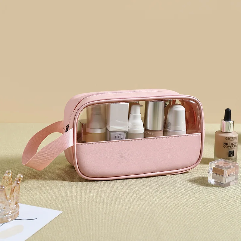 Rangement maquillage organisateur,Pochette de rangement de produits de maquillage, sac de lavage Portable de voyage en PVC imperméable pour femme pochette de toilette