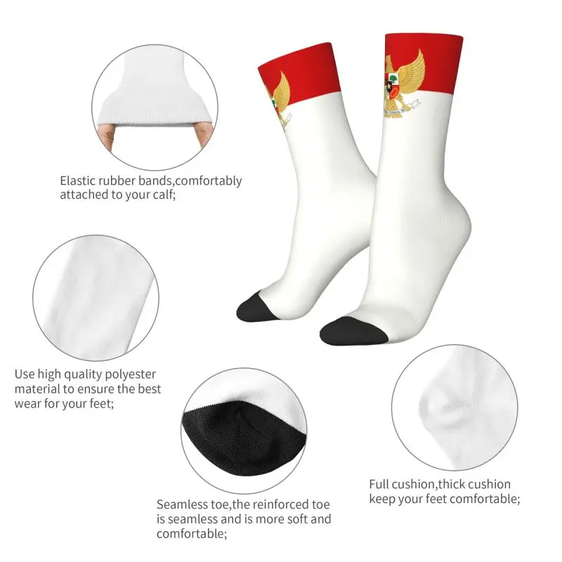 Indonesia Flag Dress Socks Mens Womens Warm Funny Novelty National Emblem Crew Socks