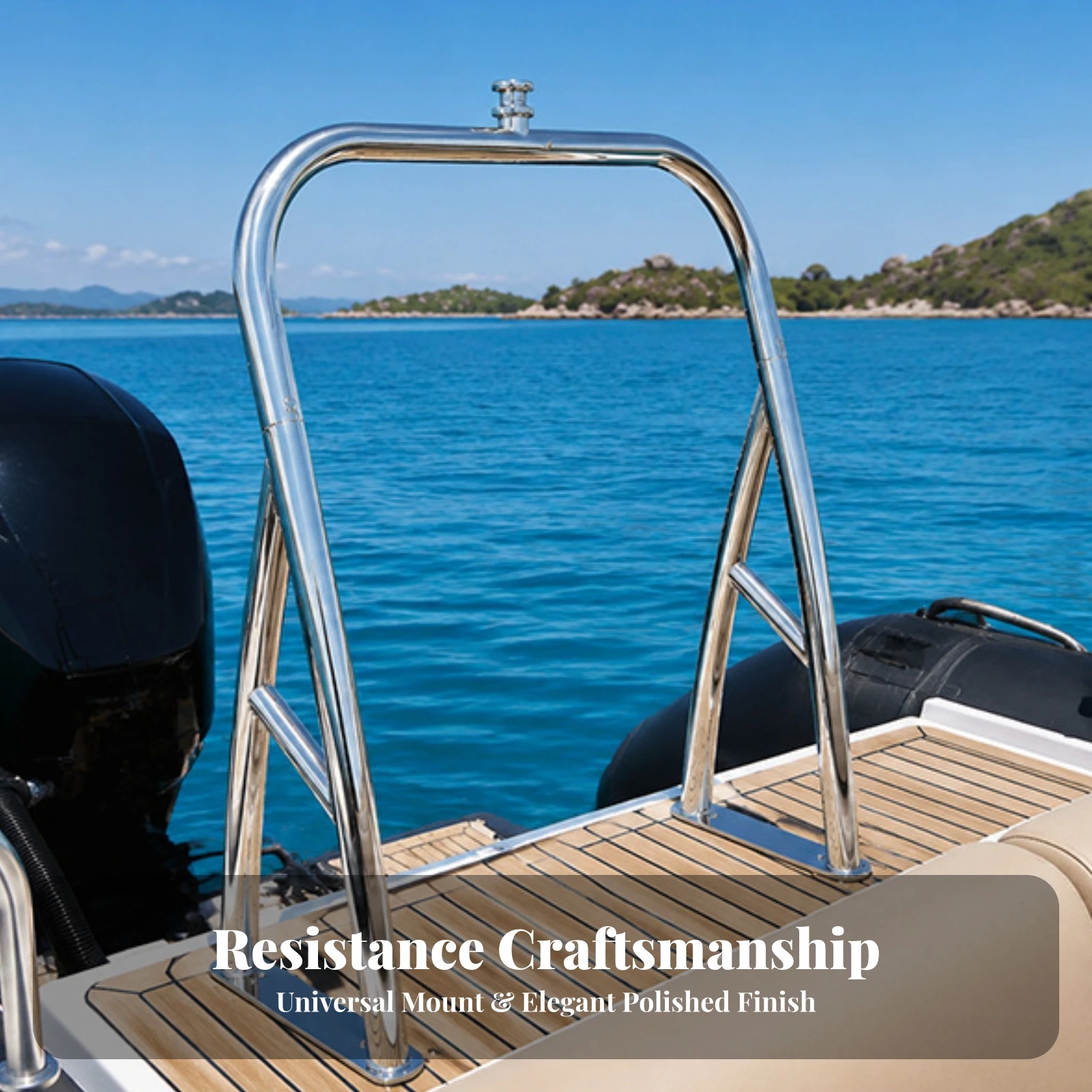 Boat Watersports Towing Rack Stainless Steel Marine Tow Rack with Arched Frame Ski Tow Bar Corrosion-Resistant Polished