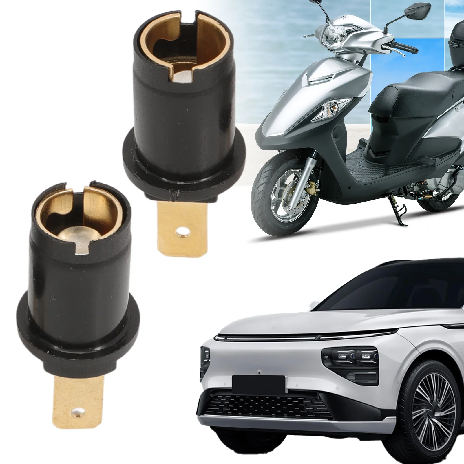 2 PCS Side Light Bulb Holder for 6V/12V/24V Ba9s 989/233 Lamp Holder for Car Motorcycle Scooter Lighting Components 170790