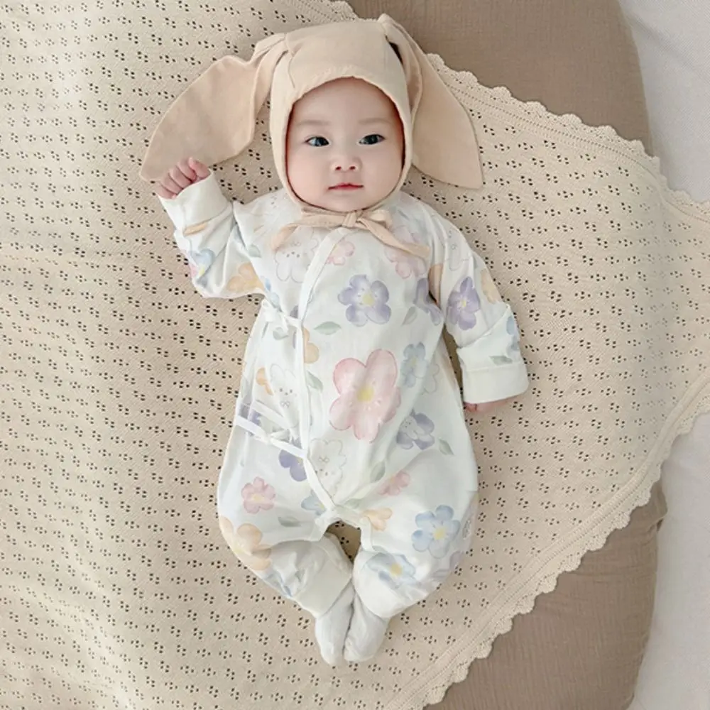 

0-6 Months Soft Baby Jumpsuit Button Design Cute Printed Infant Romper Cartoon Pattern Cotton Newborn Onesie Infant Wear