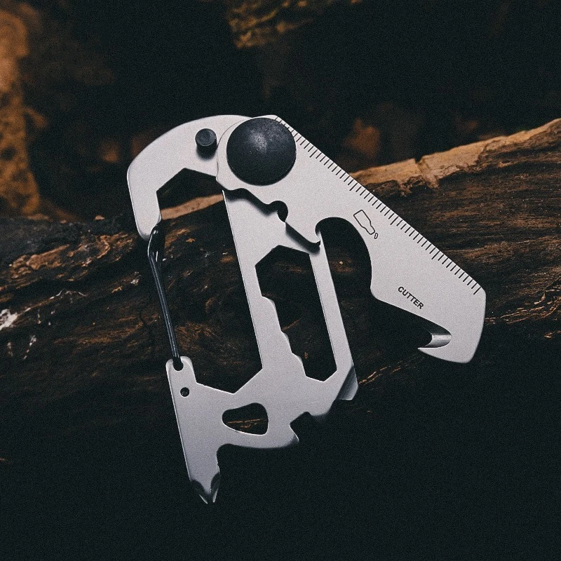 Multitool Card Carabiner Keychain EDC Survival Gear, Screwdriver, Ruler, Bottle Opener, Wrench, Wire Cutter, Bicycle Tools, Gift