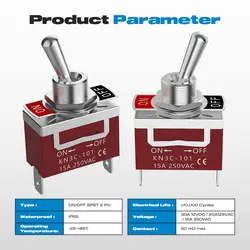 2Pcs Marine Waterproof Toggle Switch 12V DC 30A Heavy Duty 250V AC 15A SPST 2 Pin ON Off Switch with Weatherproof Boot Cover