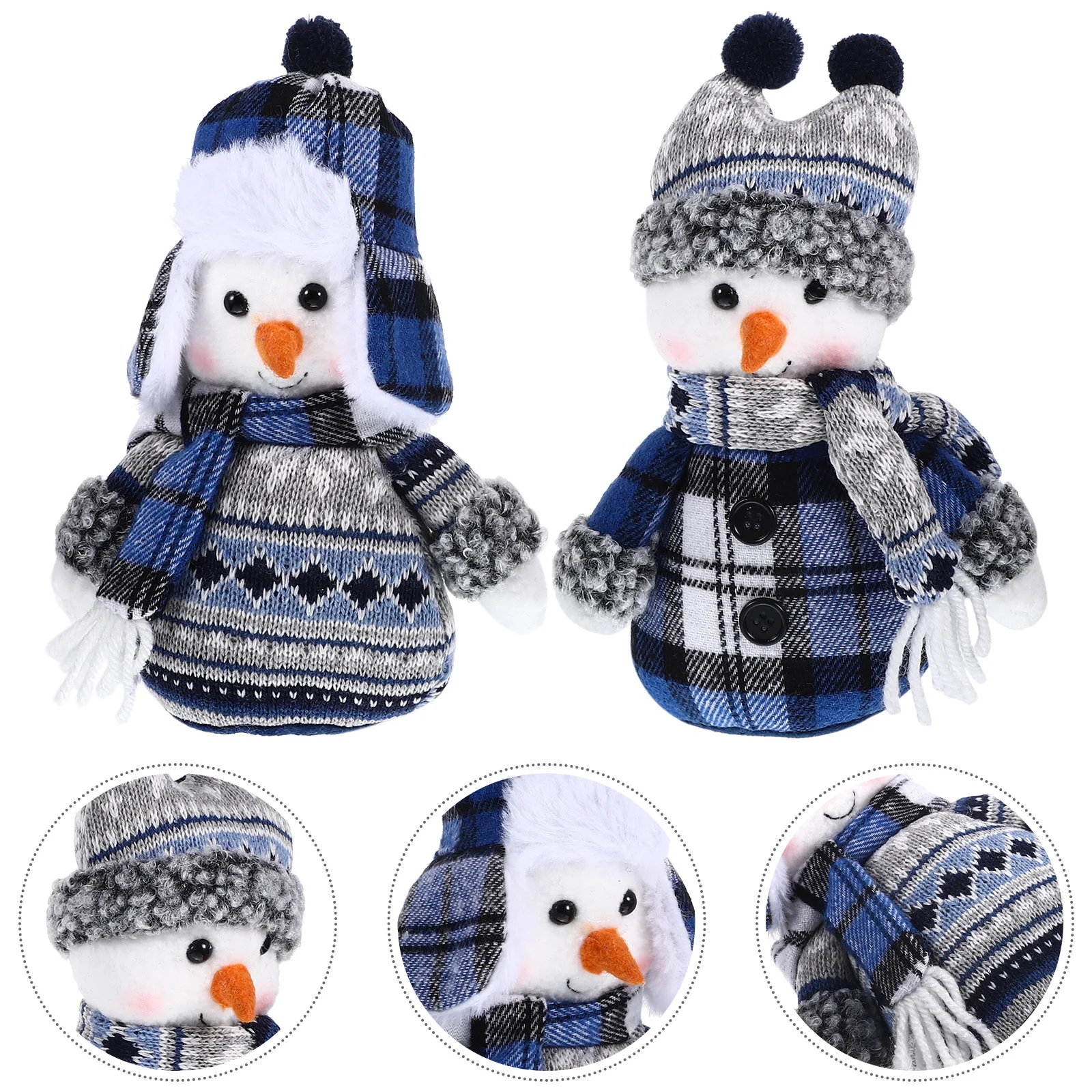 2 Pcs Snowman Plush Fabric Dolls Decorative Ornaments Birthday Decoration for Boy Christmas Decorations Buffalo Cloth Xmas