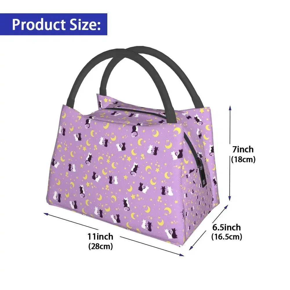 Moon Pattern Thermal Insulated Lunch Bags Women Japanese, Shojo, Sailor Portable Lunch Container Meal Food Box