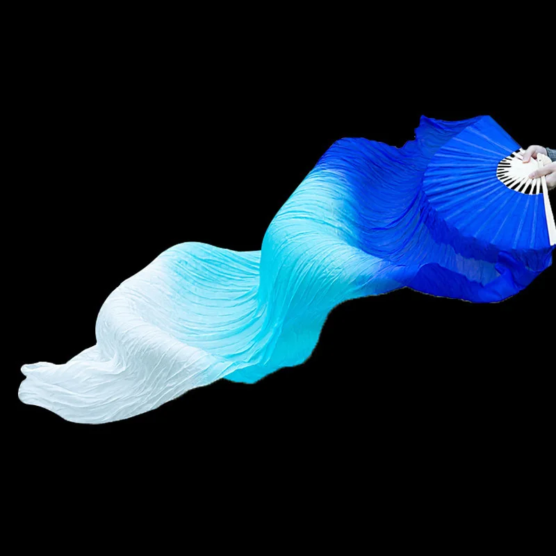 1pc Long Gradient Color Dance Ribbon Fans 150cm Length Imitation Silk Belly Dancing Fan Dance Props Dancer Practice