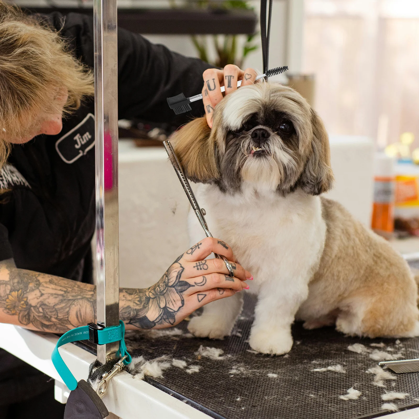 

2pcs Dog Eye Comb Fine Grinding Sturdy Tooth Pet Grooming Rake For Medium Long Hair Dogs Cats Flea Cleaning Brush Deshedding