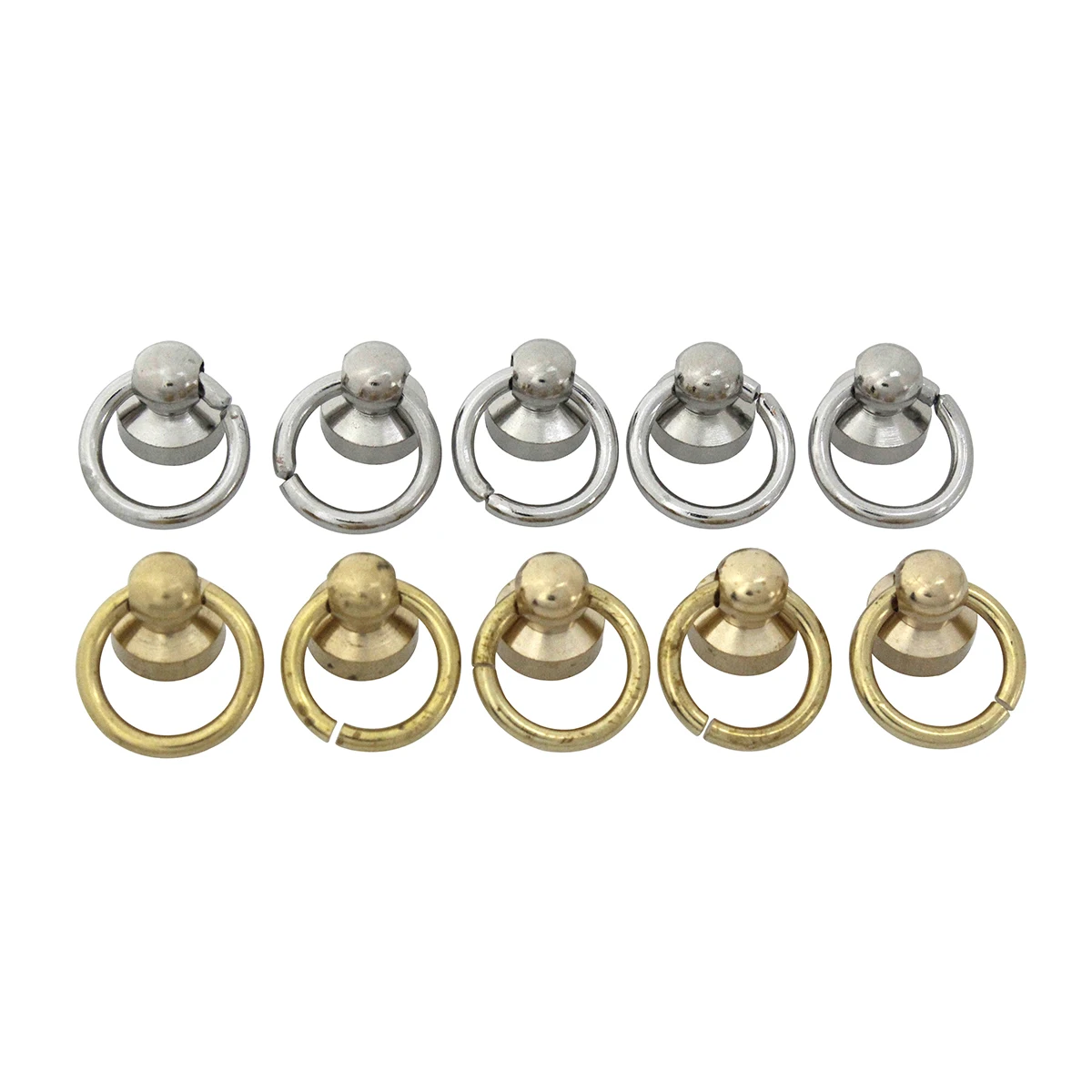 10Pcs Massivem Messing Kugel Beitrag Studs Niet mit D ring Screwback Runde Kopf Nägel Flecken Spikes Leder Handwerk DIY zubehör