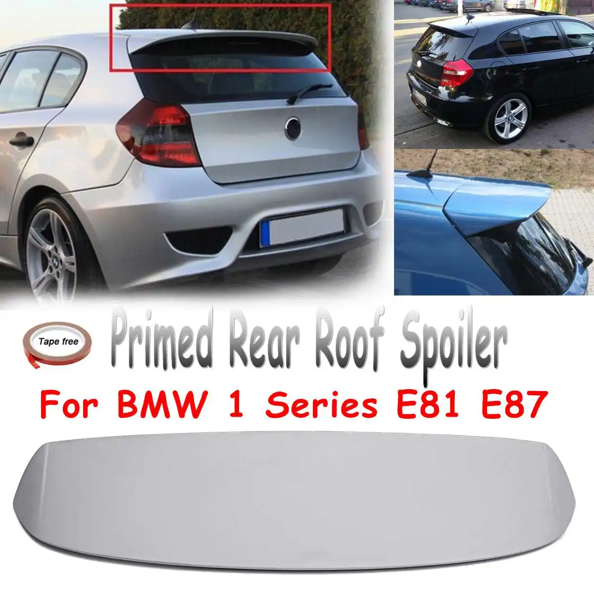 Unpainted Primed Rear Trunk Roof Lip Trunk Spoiler Fiberglass Wing Fits for BMW 1 Series E81 E87 FRP