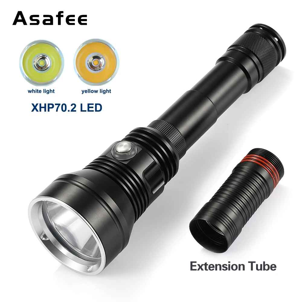 Asafee-linterna de buceo impermeable, lámpara LED de 80M, A33, xhp70, pesca submarina, la más potente