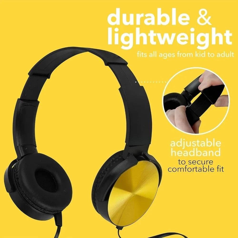 Outdoor  Furniture Student On-Ear Headphones with Microphone 25-Pack Bulk Stereo Sound 3.5mm Jack for School