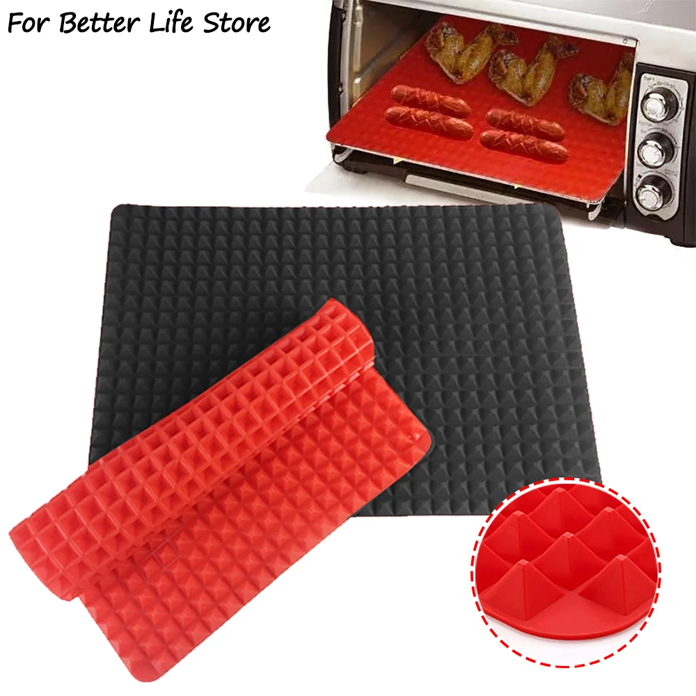 

For Better Life 1Pc Pyramid Texture Food Grade Soft Silicone Gel BBQ Grill Mat for Home Kitchen Oven Steamer Cooker Gadgets