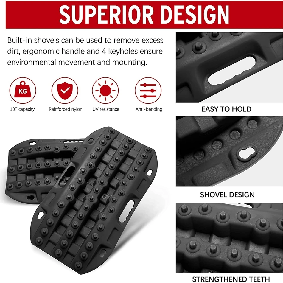 2PCS Nylon 58cm Off-Road Car Recovery Traction Boards Emergency Tracks Super-tough Pads Mat for SUV ATV Sand Mud Snow Rescue