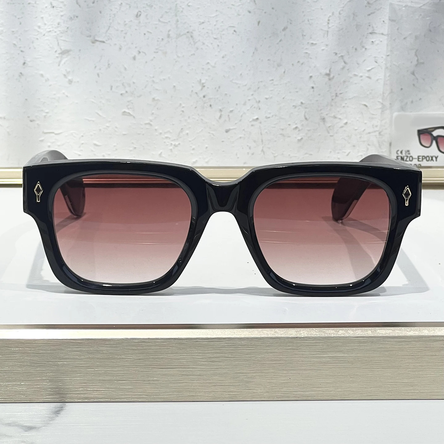 

Fashion designer luxury retro square Enzo EPOXY handmade acetate fiber casual men sunglasses outdoor vacation women sunglasses