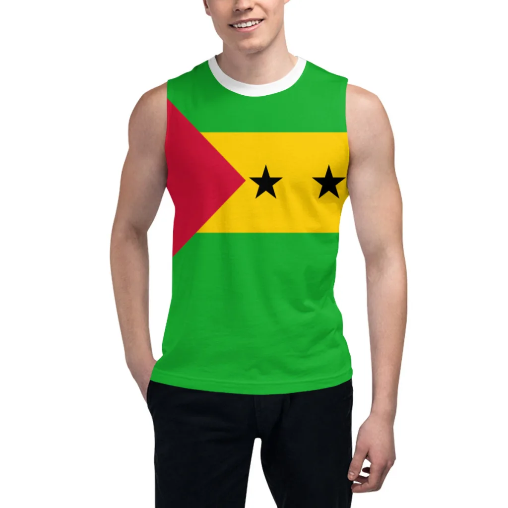 

Sleeveless T-shirt Sao Tome and Principe Flag 3D Men's Boys Tshirt Gyms Tank Tops Fitness Joggers Basketball Training Vest