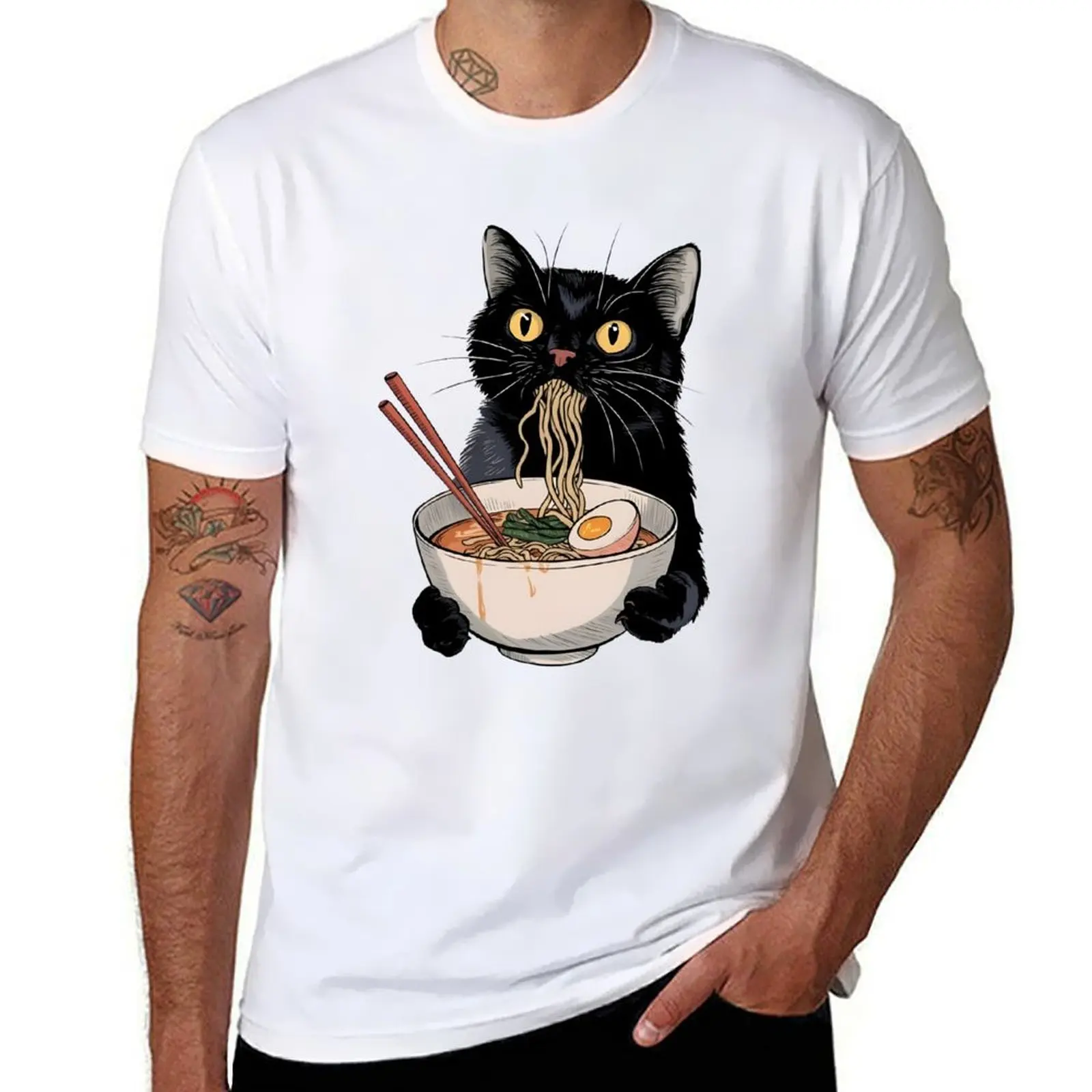 

Cat and Ramen, Cat Eating Ramen T-Shirt t shirts for man cotton t shirt man designer t shirts for man graphic funny T-Shirt