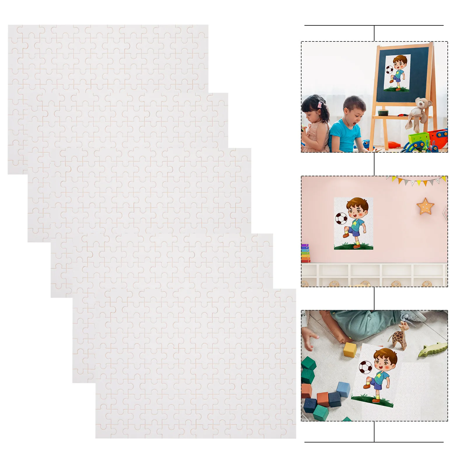

5Set Blank Heat Transfer Puzzle Pieces Sublimation Blank Jigsaw Puzzles for DIY Custom Photo Printing Craft Project Decoration