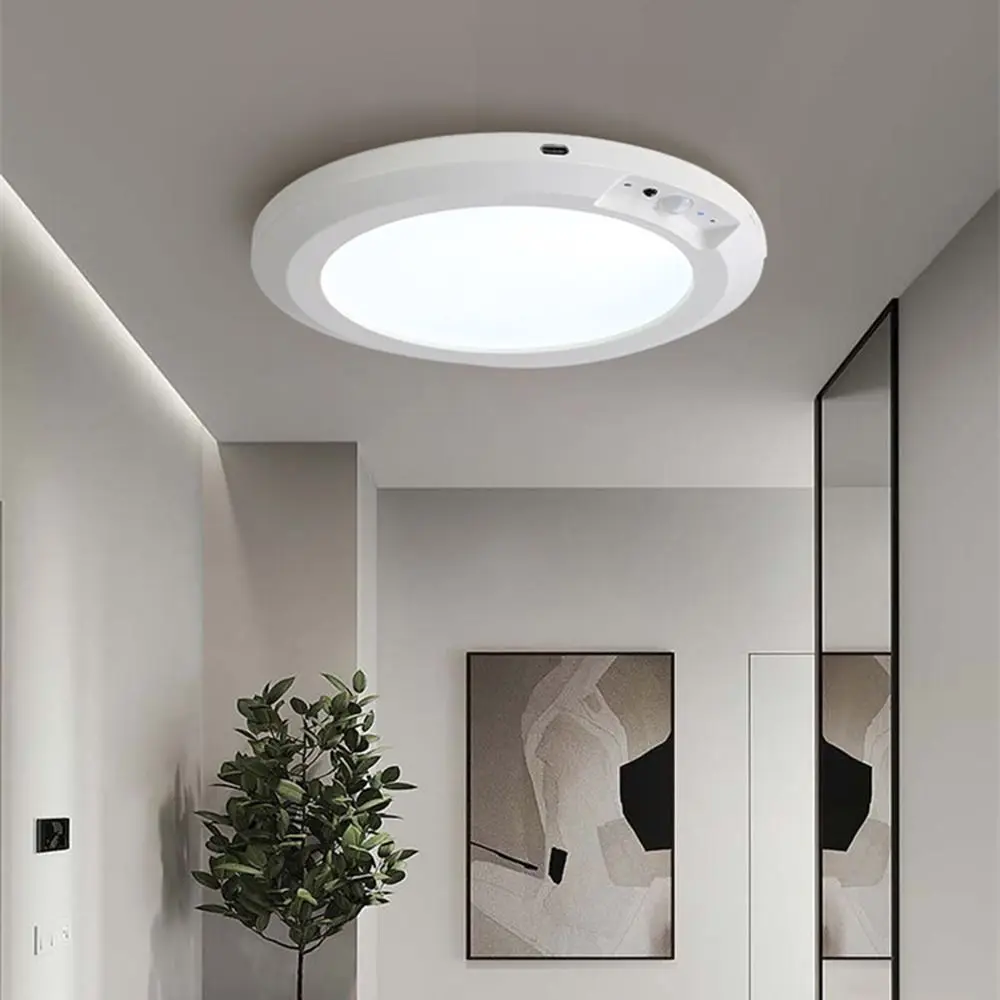 Round Motion Sensor Lights Wireless induction 3 Color Ceiling Light Rechargeable with Remote Control LED Closet Lamp Entrance