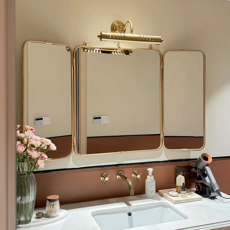 French triple folding bathroom high definition art mirror bathroom anti-fog mirror