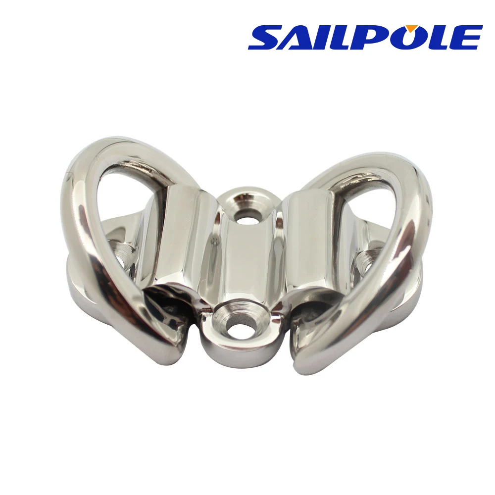 316 Stainless Steel 6mm Double D Ring Deck Folding Pad Eye Lashing Tie Down Cleat Yacht Motorboat Truck Polish Boat Marine
