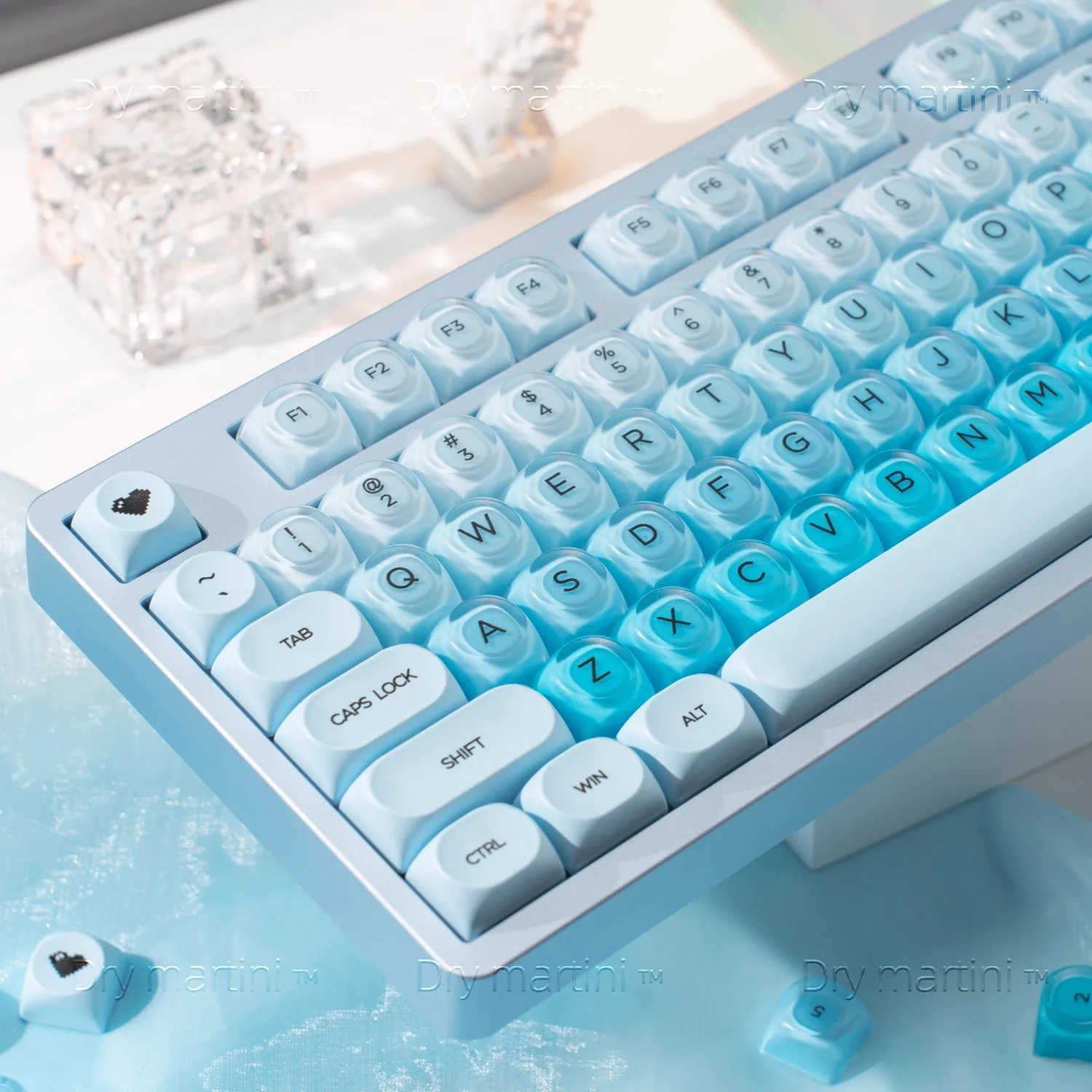 

Sky blue keycap HOA height small full set of 130 two-color half-matte UV printing