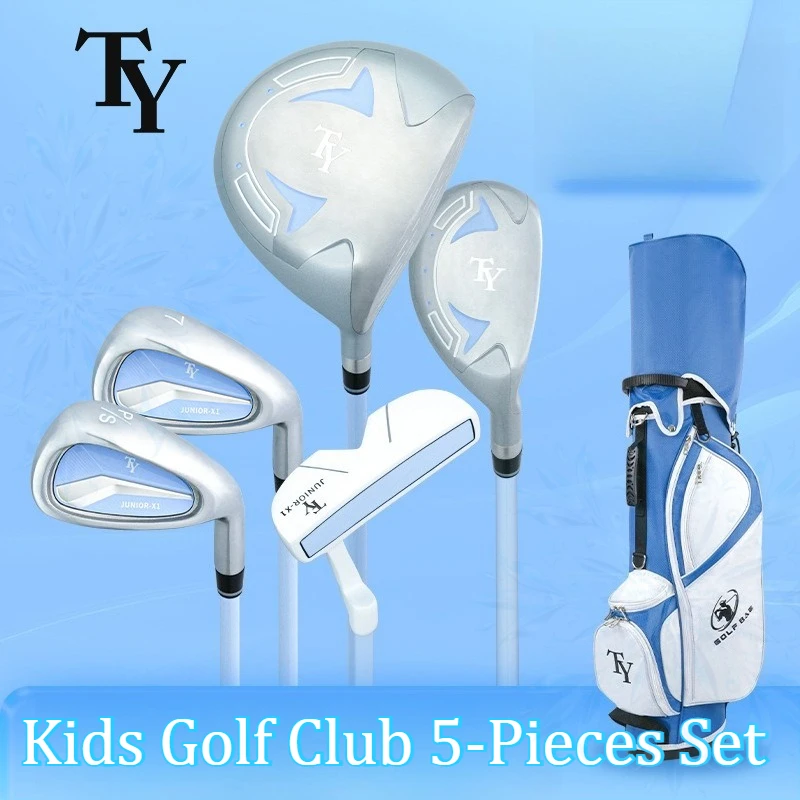 2026 New Kids Golf Club 5‑Pieces Set Carbon Shaft Junior Beginner Practice Clubs With Stand Bag For Boys Girls Age 3‑12